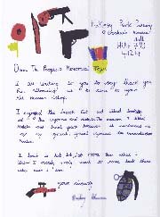 Thank you letter from Rokeby Park School pupil