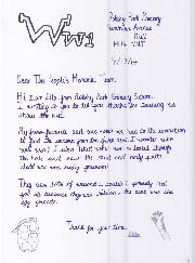 Thank you letter from Rokeby Park School pupil