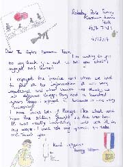 Thank you letter from Rokeby Park School pupil